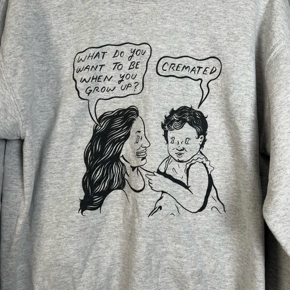 Grey Dark Humor Alt Graphic Crewneck - Picture 4 of 5